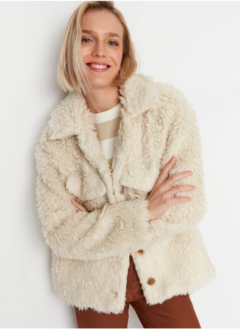 trendyol Pocket Detail Plush Coat