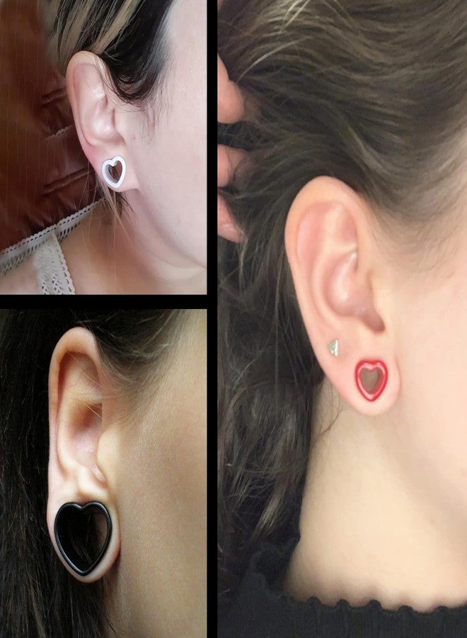 Qmcandy 6pcs Heart Shape Acrylic Ear Tunnels Plugs Set Mix Color Stretcher Expander Ear Gauge 1/2 inch - Image 5
