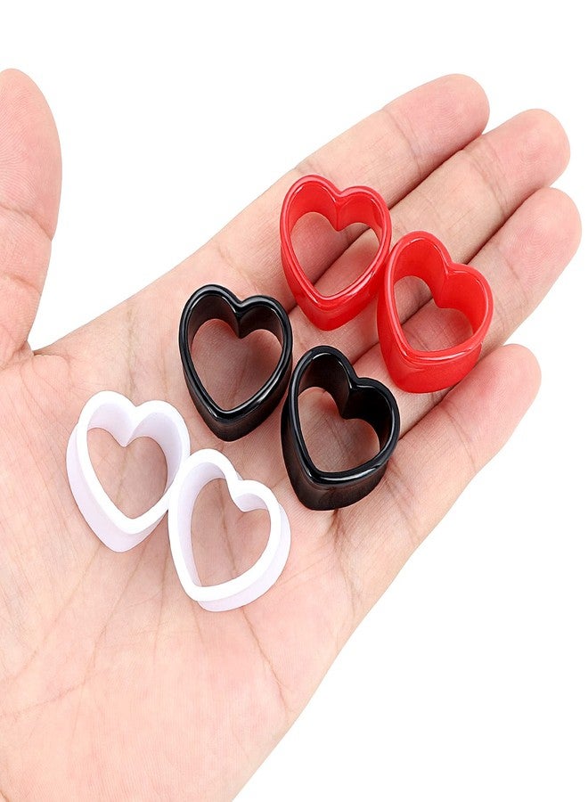 Qmcandy 6pcs Heart Shape Acrylic Ear Tunnels Plugs Set Mix Color Stretcher Expander Ear Gauge 1/2 inch - Image 2