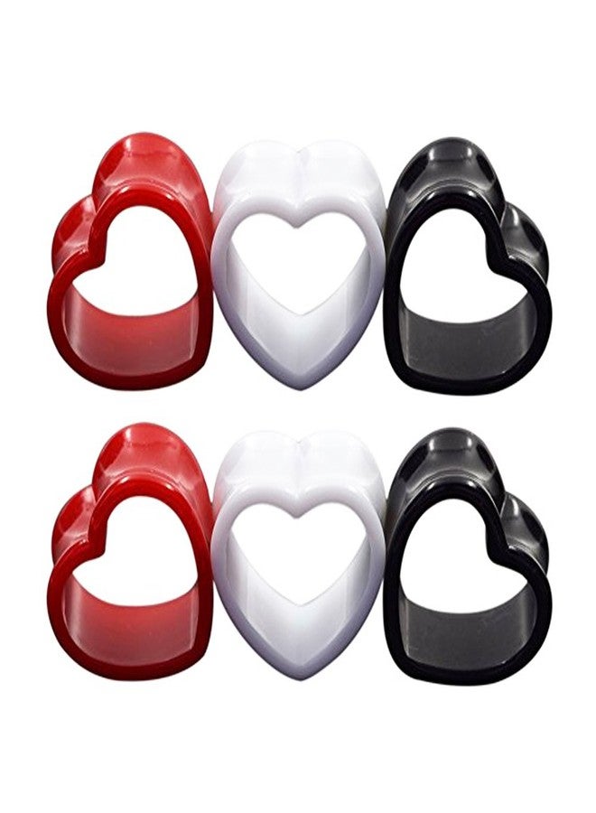 Qmcandy 6pcs Heart Shape Acrylic Ear Tunnels Plugs Set Mix Color Stretcher Expander Ear Gauge 1/2 inch - Image 1