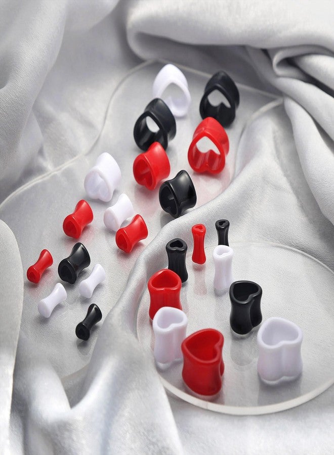 Qmcandy 6pcs Heart Shape Acrylic Ear Tunnels Plugs Set Mix Color Stretcher Expander Ear Gauge 1/2 inch - Image 4