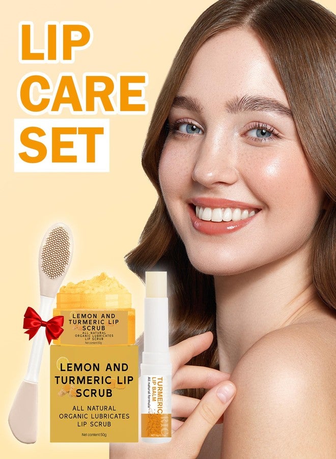 DuaTana 2PCS Turmeric Lip Balm,Hydrating Turmeric Lip Balm with Turmeric Oil For Dark Lips, Long-Lasting Natural Nourishing Balm Moisturizer for Dry, Cracked Lips Exfoliator Scrub Softening Lip Care Set - Image 2