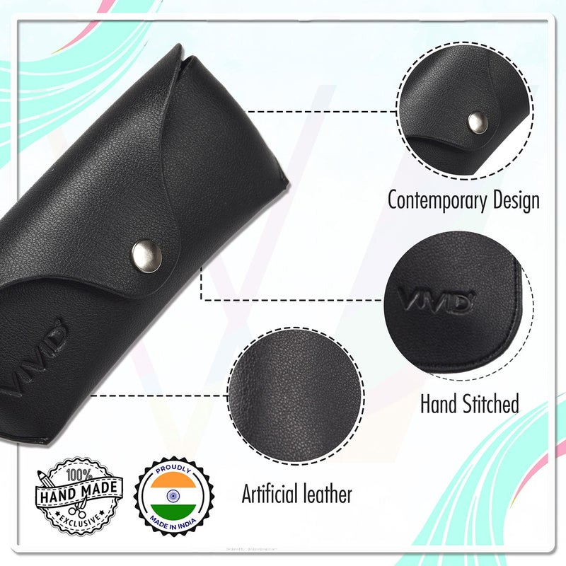 Vivid غطاء علبة نظارات VIVID Vision للبالغين خفيف الوزن للجنسين | حماية النظارات | علبة نظارات | صندوق نظارات | إغلاق - زر | جلد صناعي - Image 5