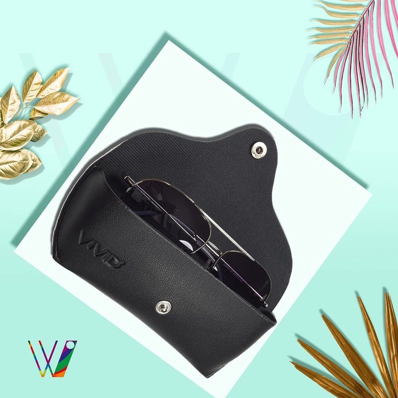 Vivid غطاء علبة نظارات VIVID Vision للبالغين خفيف الوزن للجنسين | حماية النظارات | علبة نظارات | صندوق نظارات | إغلاق - زر | جلد صناعي - Image 2
