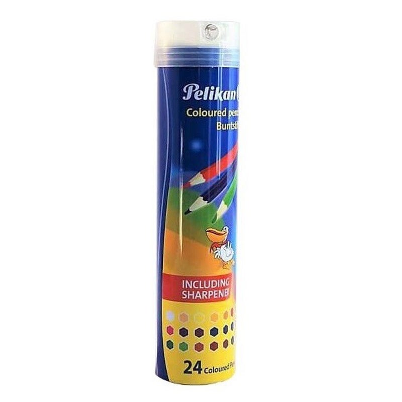 Pelikan 24-Piece Colored Pencil Set in Cylinder Tube with Built-In Sharpener