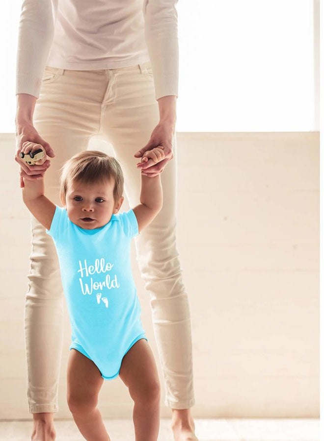 CBTwear Hello World Baby Bodysuit - Cute Boy Girl Newborn Clothes Funny Infant Unisex Comfy Humor Romper (Newborn, Light Blue) - Image 3