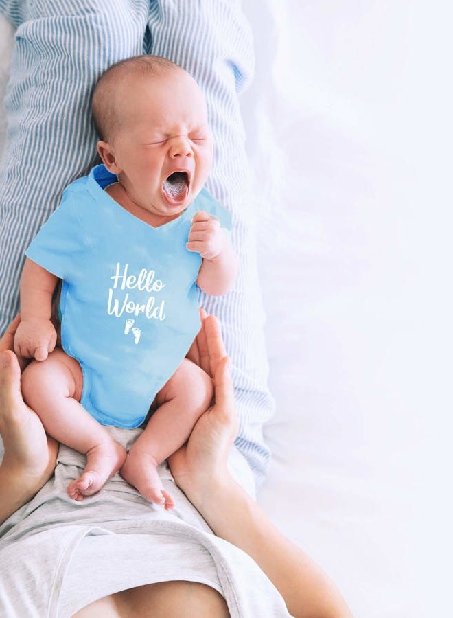 CBTwear Hello World Baby Bodysuit - Cute Boy Girl Newborn Clothes Funny Infant Unisex Comfy Humor Romper (Newborn, Light Blue) - Image 2