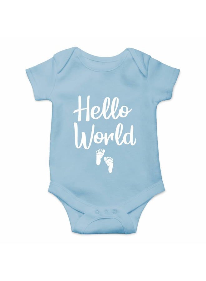 CBTwear Hello World Baby Bodysuit - Cute Boy Girl Newborn Clothes Funny Infant Unisex Comfy Humor Romper (Newborn, Light Blue) - Image 1
