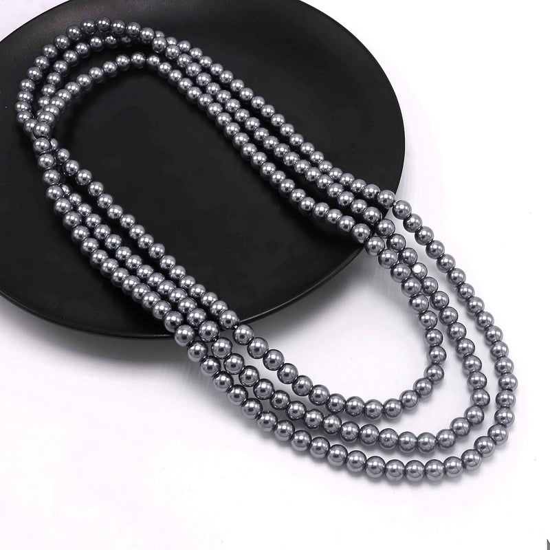Aisansty Long Pearl Necklaces for Women Cream White Faux Pearl Strand Layered Necklace Costume Jewelry - Image 3