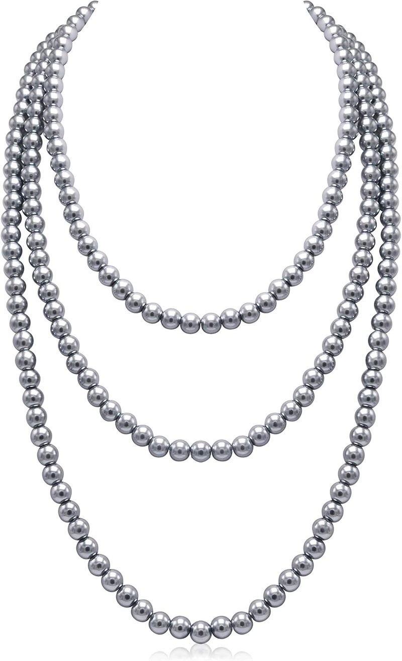 Aisansty Long Pearl Necklaces for Women Cream White Faux Pearl Strand Layered Necklace Costume Jewelry - Image 1
