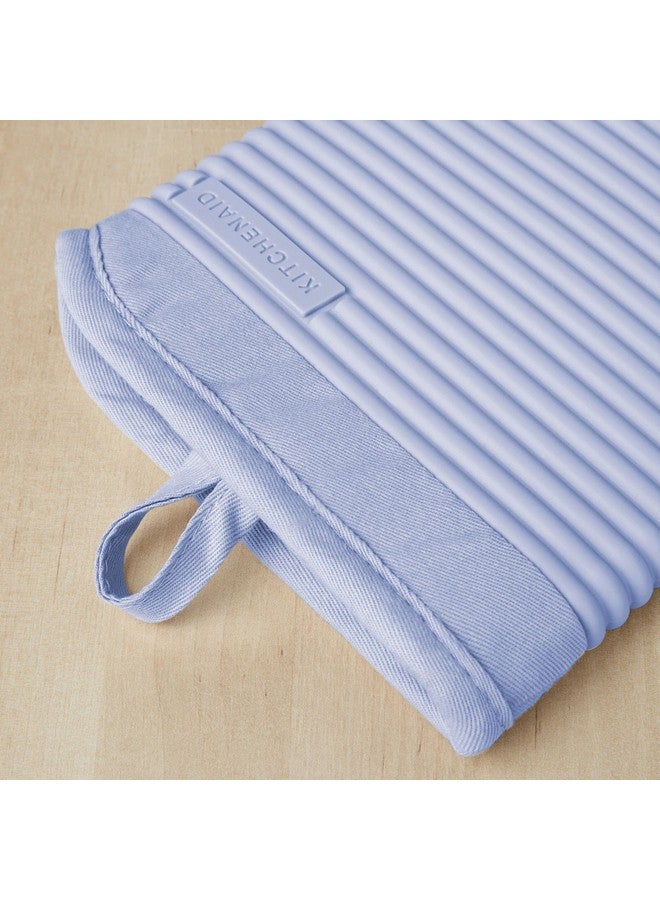KitchenAid Ribbed Soft Silicone Oven Mitt Set, Lavender Cream 2 Count , 7.5"x13" - Image 3