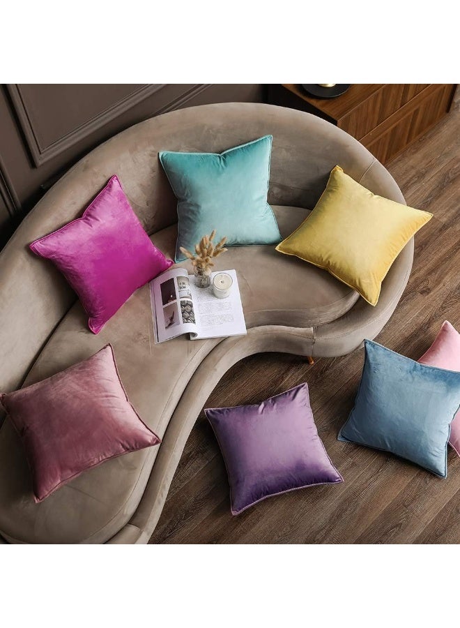 MIULEE MIULEE Pack of 2 Decorative Velvet Throw Pillow Cover Soft Hot Pink Pillow Cover Soild Square Cushion Case for Spring Sofa Bedroom Car 18x 18 Inch 45x 45cm  - Image 3