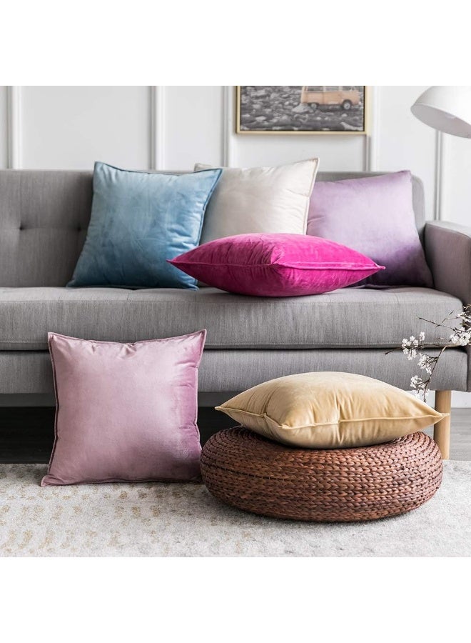 MIULEE MIULEE Pack of 2 Decorative Velvet Throw Pillow Cover Soft Hot Pink Pillow Cover Soild Square Cushion Case for Spring Sofa Bedroom Car 18x 18 Inch 45x 45cm  - Image 2