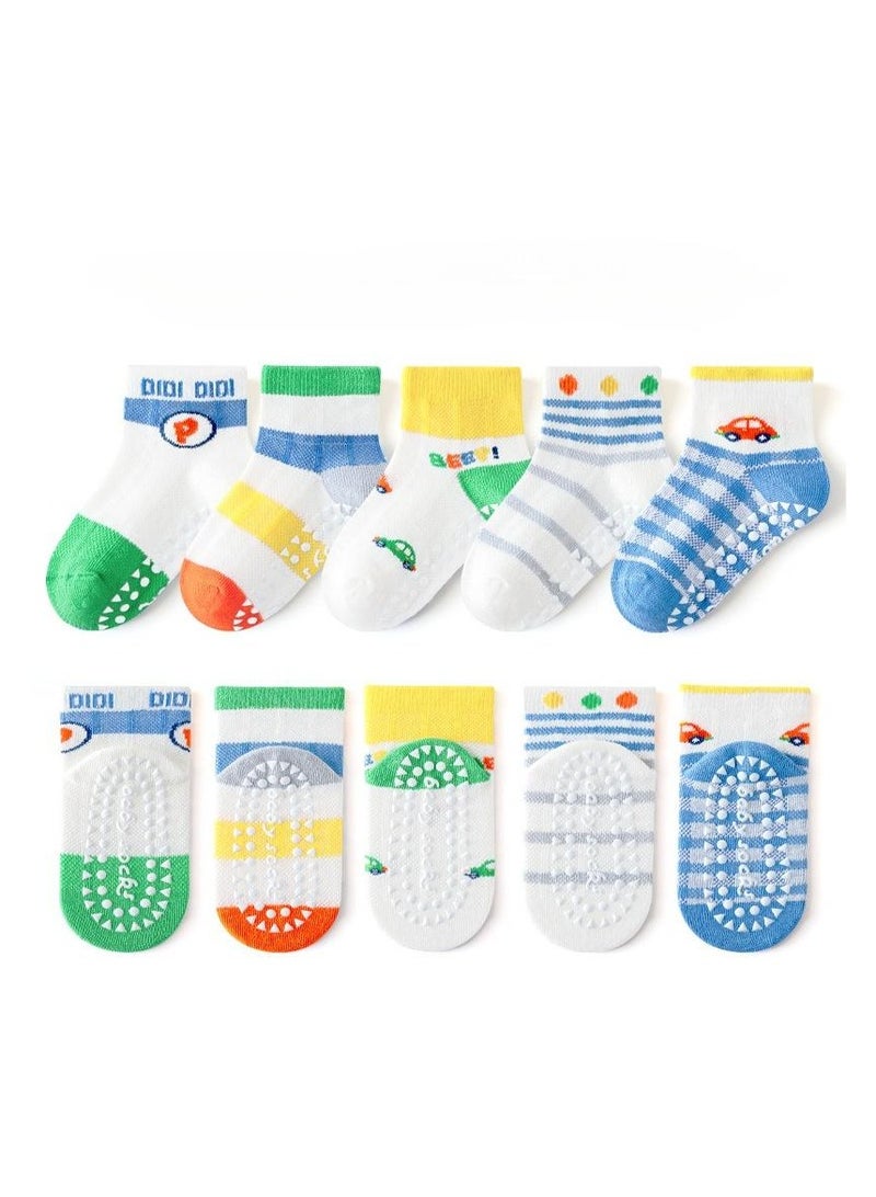 5 Pairs Per Set Children's Instep Mesh Breathable, Sock Anti Slip Design, Cartoon Short Socks  - Image 1