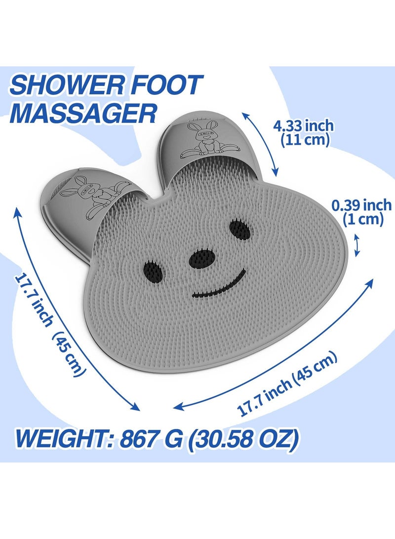 KASTWAVE Upgrade Shower Foot Scrubber Mat with Non-Slip Suction Cups, Rabbit-Shaped Silicone Foot Scrubber in Shower for Men & Women - Image 2