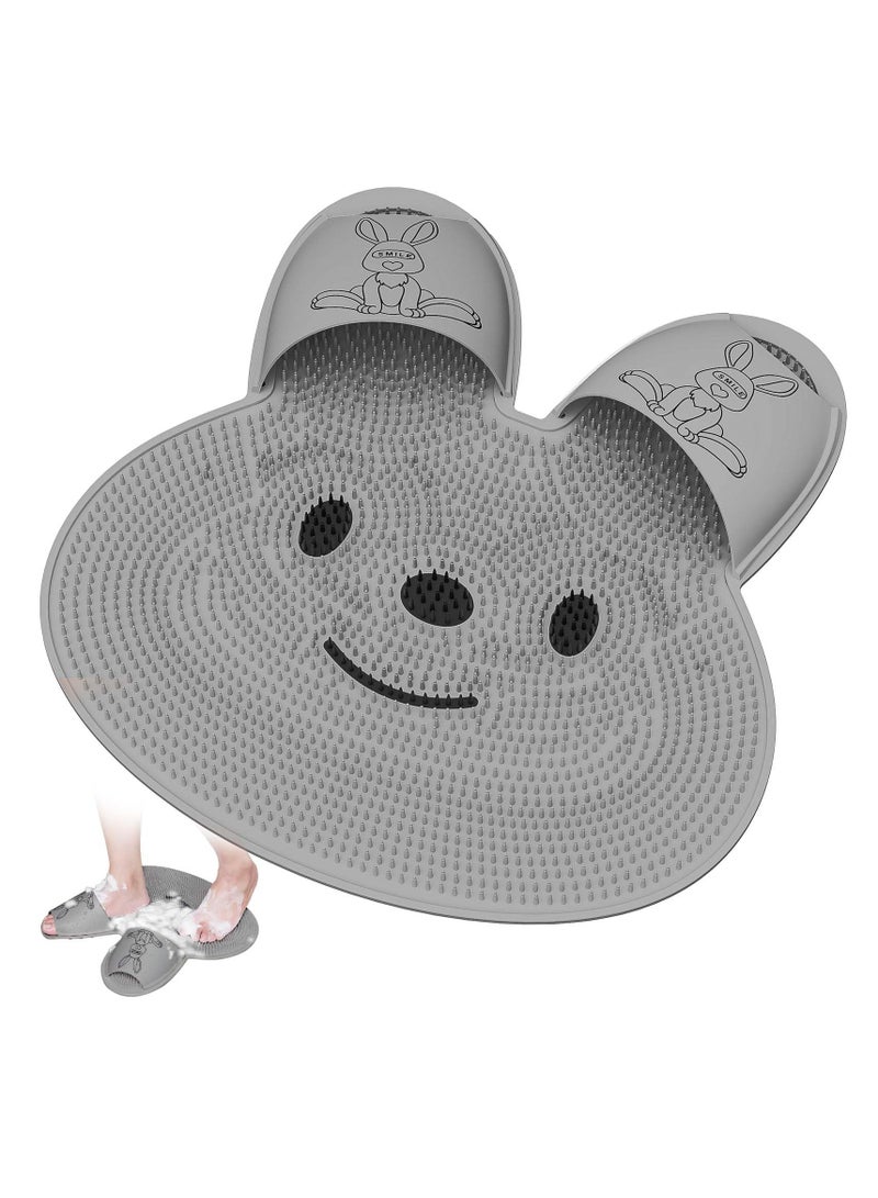 KASTWAVE Upgrade Shower Foot Scrubber Mat with Non-Slip Suction Cups, Rabbit-Shaped Silicone Foot Scrubber in Shower for Men & Women - Image 1
