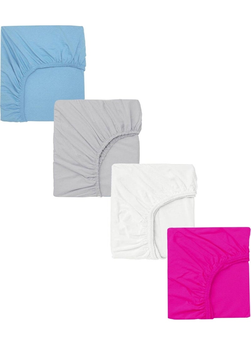 Cotenconcept 4 Pieces Cotton and Elastic 60 x 120 cm Combed Cotton Baby Sheet  - Image 1