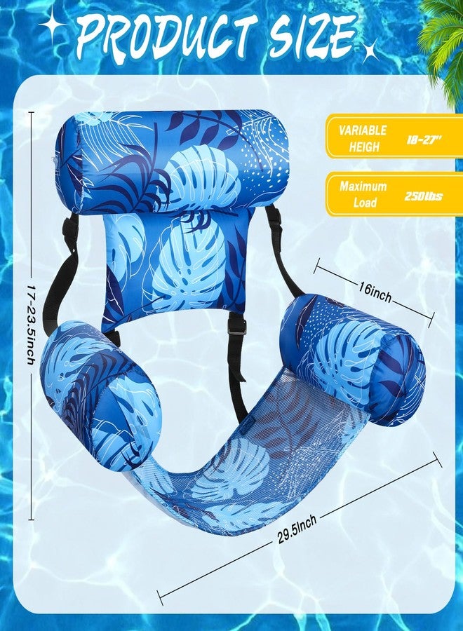 Blueweenly 2 Pack Inflatable Pool Float for Adult Adjustable Hammock Float Chair Fabric Pool Lounge Chairs Blow up Water Chairs Rafts for Summer Swimming Party Fun(Tropical,Blue,Dark Green) - Image 2
