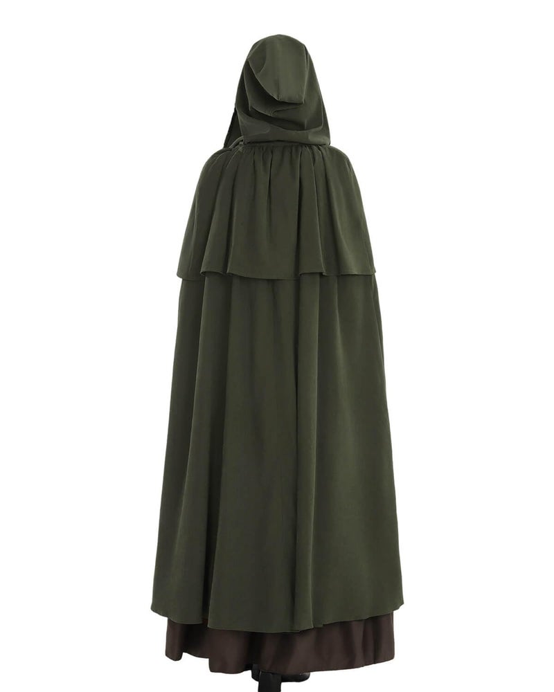 Nuoqi Renaissance Cloak with Hood Women Medieval Cloak Halloween Cosplay Knight Gothic Witch Cape Green L - Image 4