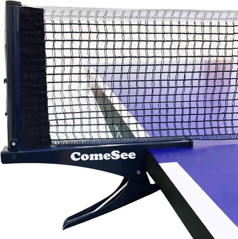 Comesee Kioos Collapsible Table Tennis Net Professional Steel Pingpong Net Clip Grip Mesh Training Competition Portable Tension Adjustable Post (Navy) - Image 1