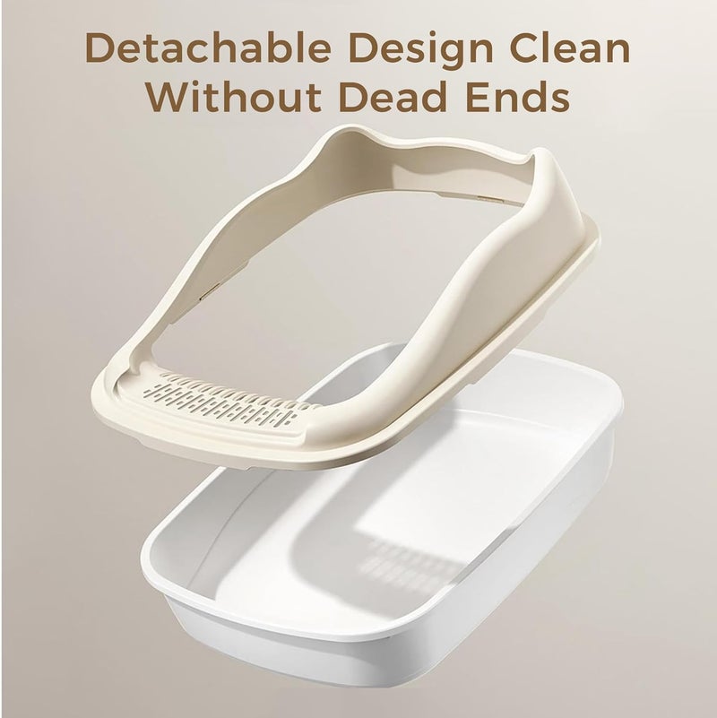 Neostyle Semi-enclosed Cat Litter Box With Round Edges Large Anti-splash Box With Cat Litter Shovel Cat Sandbox Cat Toilet (49x37x11cm) - Image 5