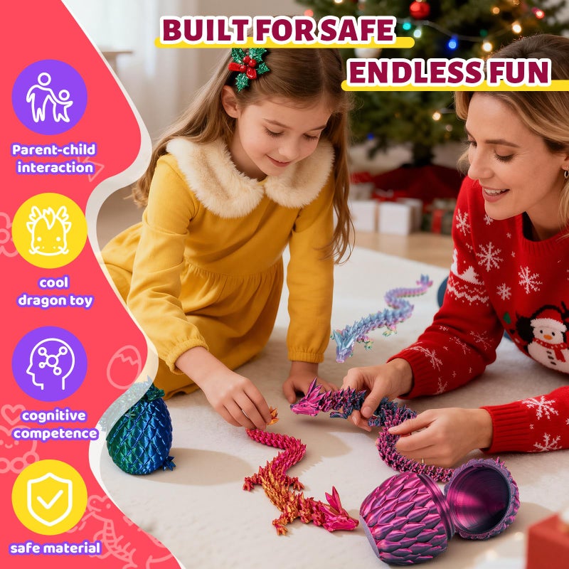 Cessfle 12" Prefilled Easter Eggs with 3D Printed Dragons Inside, 3D Printer Articulated Crystal Fidget Toy, Easter Basket Stuffers for 5-7 4-6 8-12 Year Old Boys Kid Teen Girls Adult - Image 5