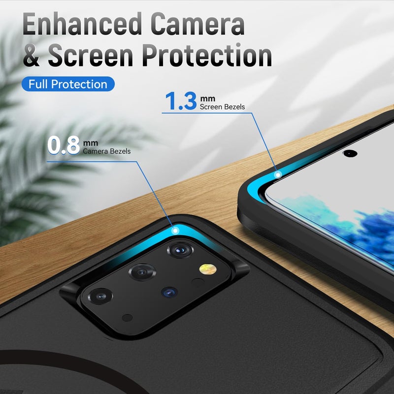 Teayoha for Samsung Galaxy S20 Plus Case,[Compatible with Magsafe] [Military Grade Drop Tested] Shockproof Magnetic Tough Rugged Protective Phone Case -6.7 inch (Black) - Image 4