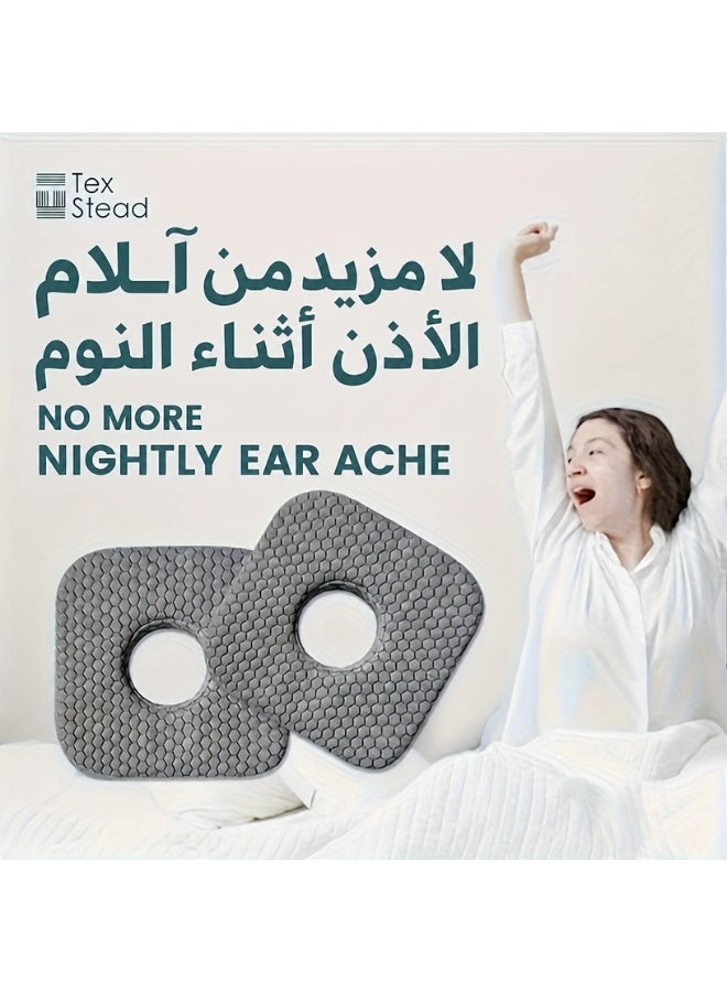 تكستيد وسادة ثقب الأذن للنائمين على الجانب بفتحة أذن، وسادة كعكة للإغاثة من ألم الأذن والقرح الضغطية، واقٍ أذن مُضاد للحساسية لما بعد ثقب الأذن والجراحة - Image 4