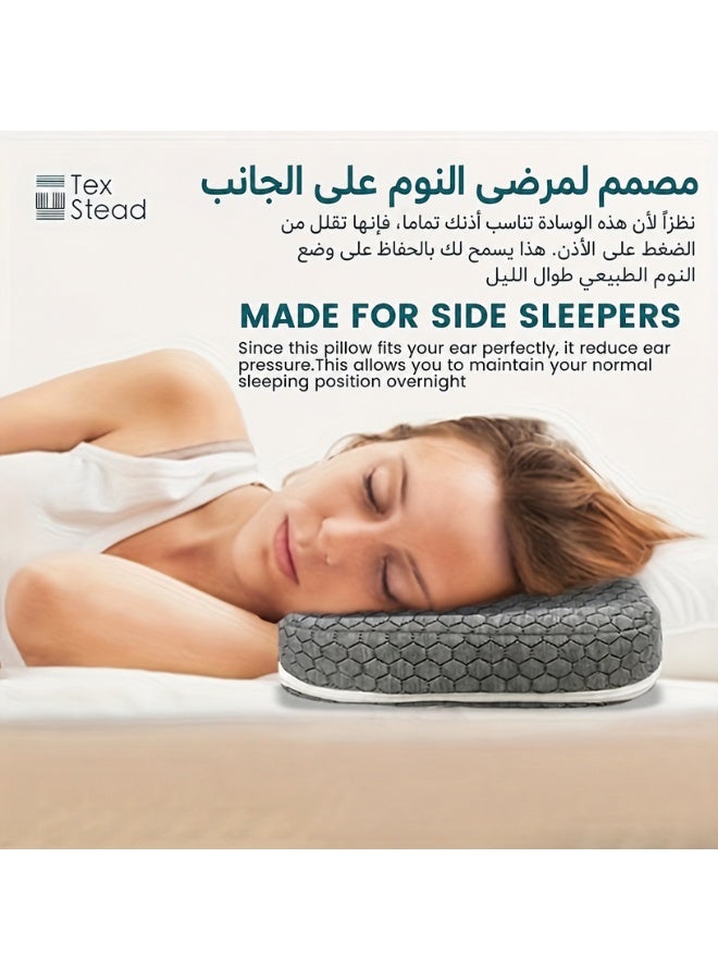 تكستيد وسادة ثقب الأذن للنائمين على الجانب بفتحة أذن، وسادة كعكة للإغاثة من ألم الأذن والقرح الضغطية، واقٍ أذن مُضاد للحساسية لما بعد ثقب الأذن والجراحة - Image 2