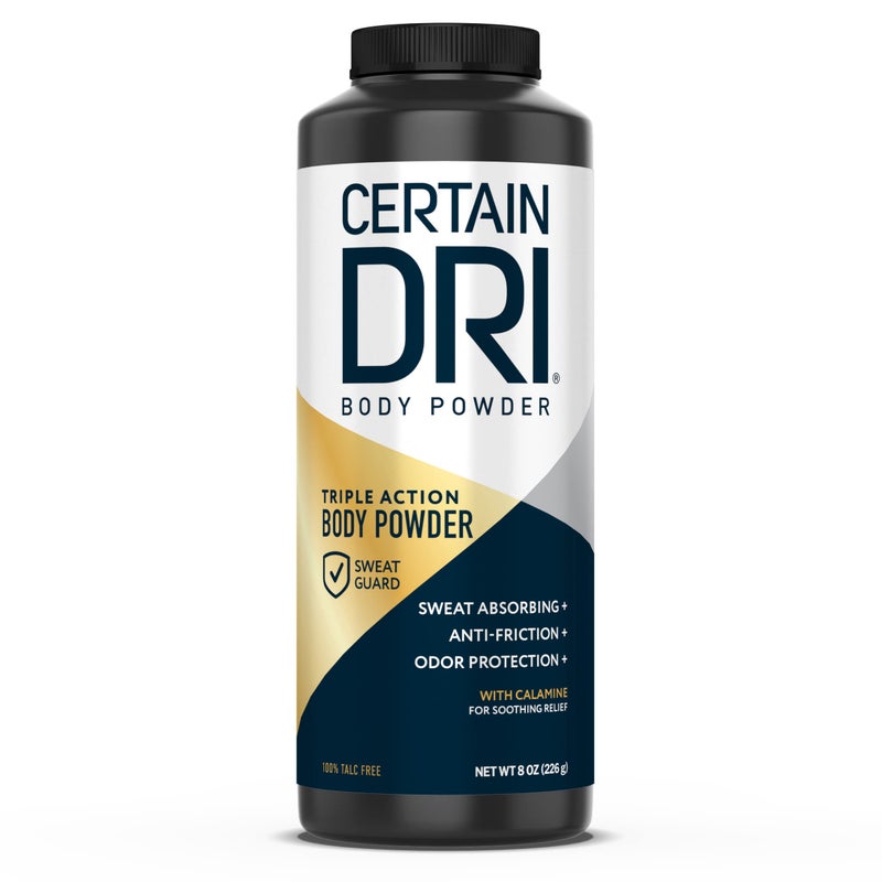 Certain Dri Body Powder for Men & Women - Talc-Free - Maximum Sweat Absorption, Moisture, & Odor Control - Calamine-Infused, Anti-Chafing, & Anti-Itch - Gentle on Sensitive Skin - 8 oz - Image 1