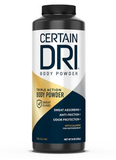 CERTAIN DRI Certain Dri Body Powder for Men & Women, Maximum Sweat Absorption, Moisture & Odor Control, Itch-Free Foot and Body Powder, Talc-Free Formula, Gentle on Sensitive Skin, Calamine Scent, 8 oz  - Image 1