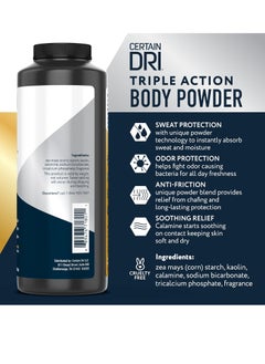 CERTAIN DRI Certain Dri Body Powder for Men & Women, Maximum Sweat Absorption, Moisture & Odor Control, Itch-Free Foot and Body Powder, Talc-Free Formula, Gentle on Sensitive Skin, Calamine Scent, 8 oz  - Image 3