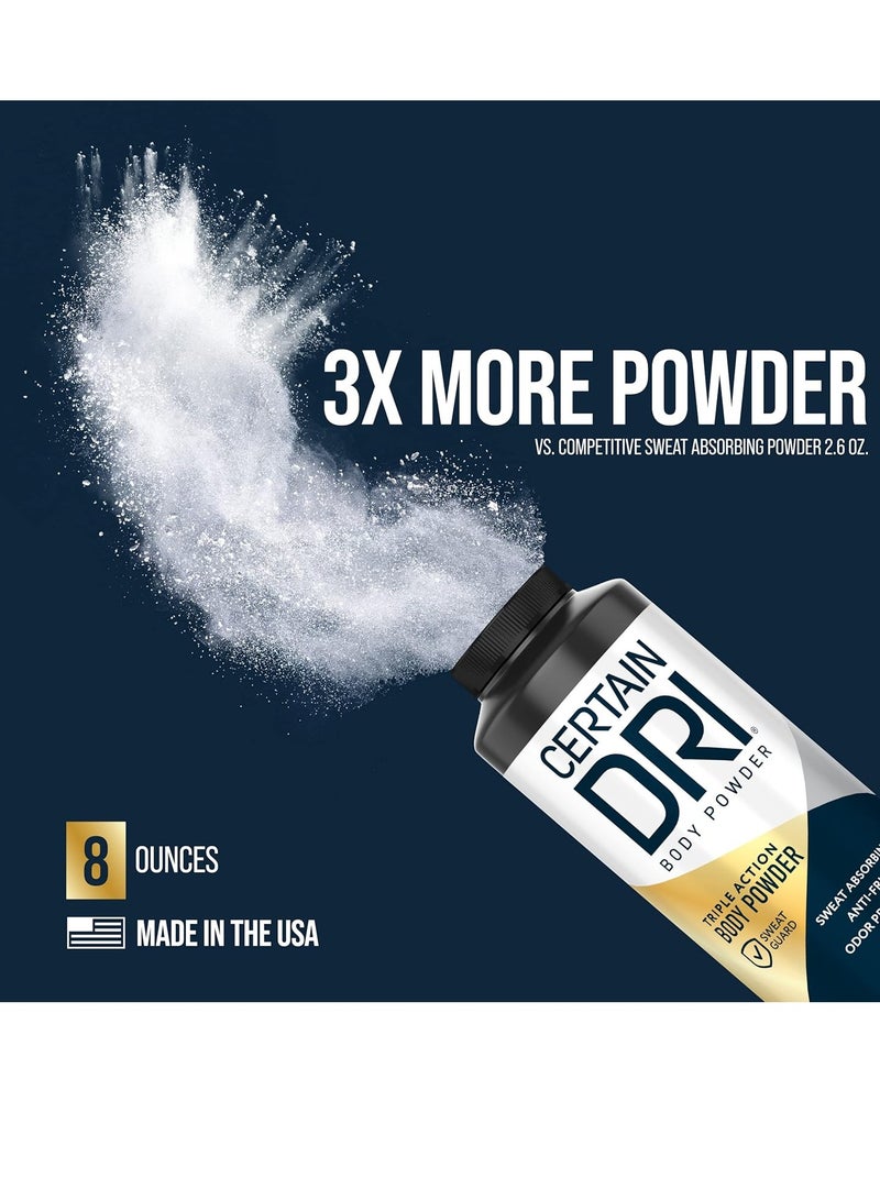 CERTAIN DRI Certain Dri Body Powder for Men & Women, Maximum Sweat Absorption, Moisture & Odor Control, Itch-Free Foot and Body Powder, Talc-Free Formula, Gentle on Sensitive Skin, Calamine Scent, 8 oz  - Image 4