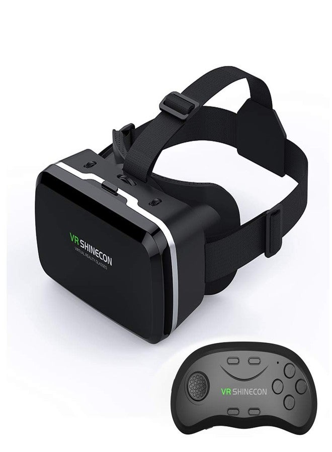 VR SHINECON VR Headset with Remote Controller,3D Glasses Virtual Reality Headset for VR Games & 3D Movies, VR Headset for iPhone & Android Phone,VR Glasses Suitable for Kids and Adults - Image 1