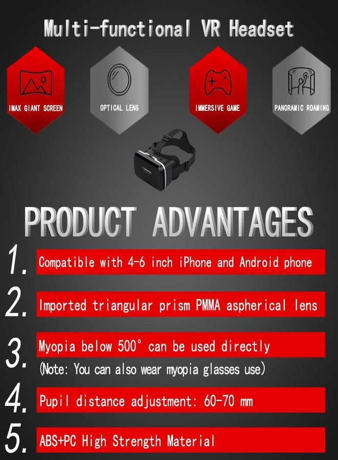 VR SHINECON VR Headset with Remote Controller,3D Glasses Virtual Reality Headset for VR Games & 3D Movies, VR Headset for iPhone & Android Phone,VR Glasses Suitable for Kids and Adults - Image 3