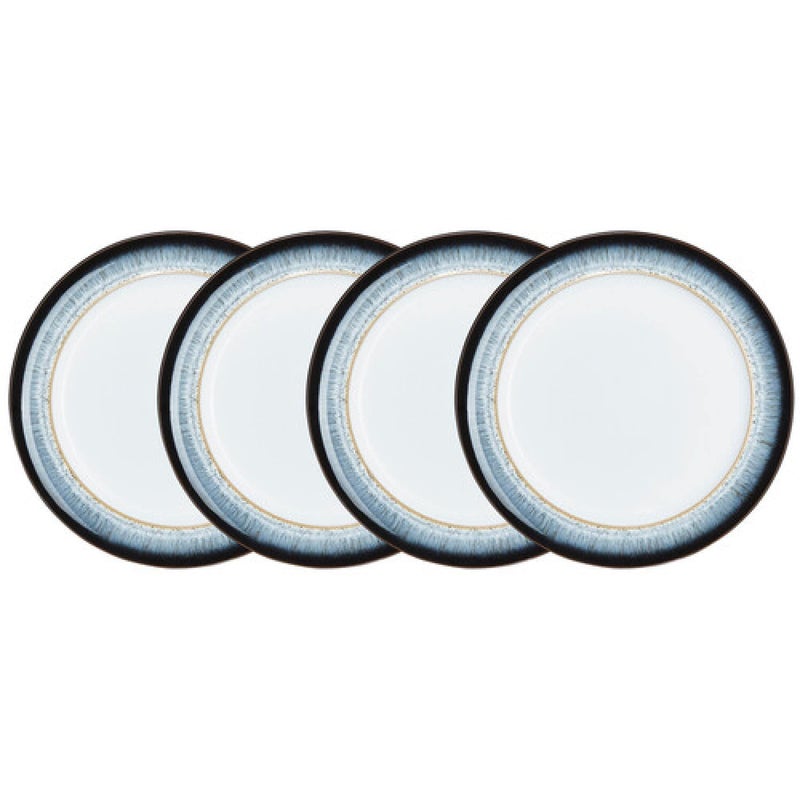 Denby  Halo Medium Plates Set of 4  Reactive Glaze Dishwasher Microwave Safe Crockery 245cm  Black Grey White Ceramic Stoneware Tableware  Chip  Crack Resistant