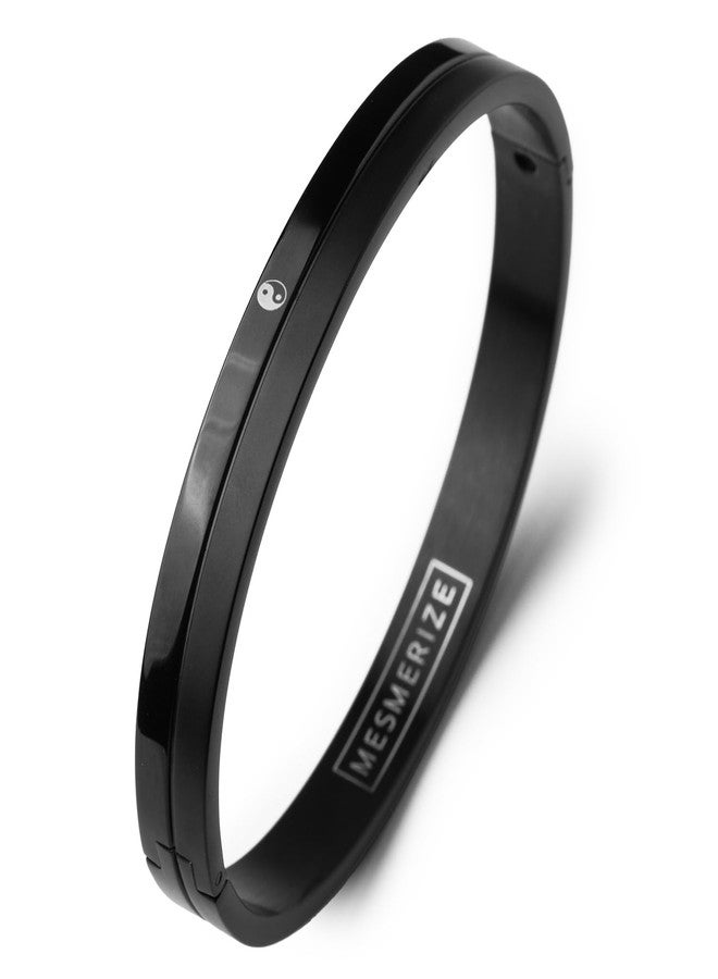 Mesmerize Stainless Steel Sirius Spiritual Kada Bracelets | Bracelet for Men and Boys | Sacred Om, Holy Cross, Balancing Yin Yang, Strength Hanuman Gada Designs| (Yin Yang, M) - Image 1