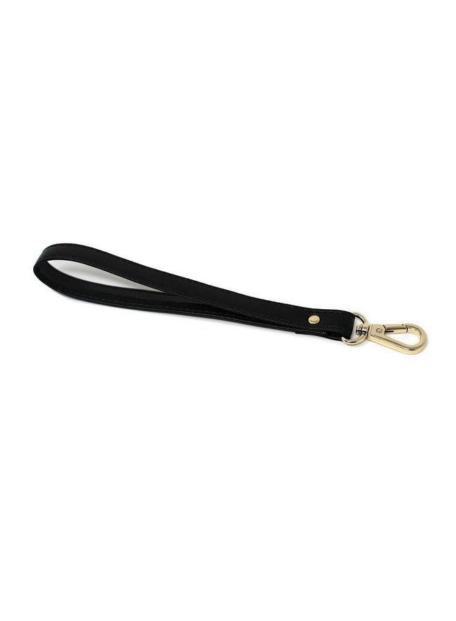 Comfort Axis Replacement Black Leather Wrist Strap For Clutch Purse Or Pouch With Gold Buckle - Image 3