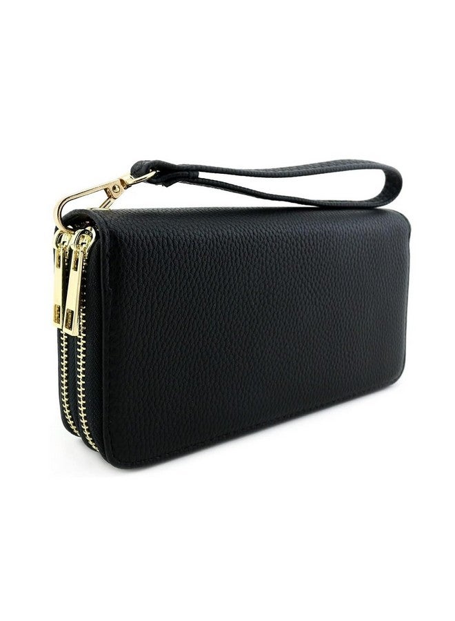 Comfort Axis Replacement Black Leather Wrist Strap For Clutch Purse Or Pouch With Gold Buckle - Image 2