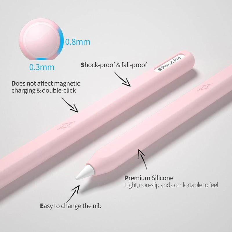 AKSHFETH Ultra Thin Protective Pencil Cover for Apple Pencil Pro &Apple Pencil 2nd Gen Silicone Case Sleeve Compatible with Apple Pencil Pro (Pink) - Image 3
