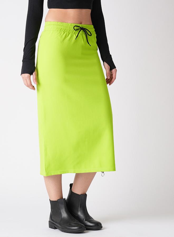 globus Solid Straight Midi Skirt with Drawstring - Image 2