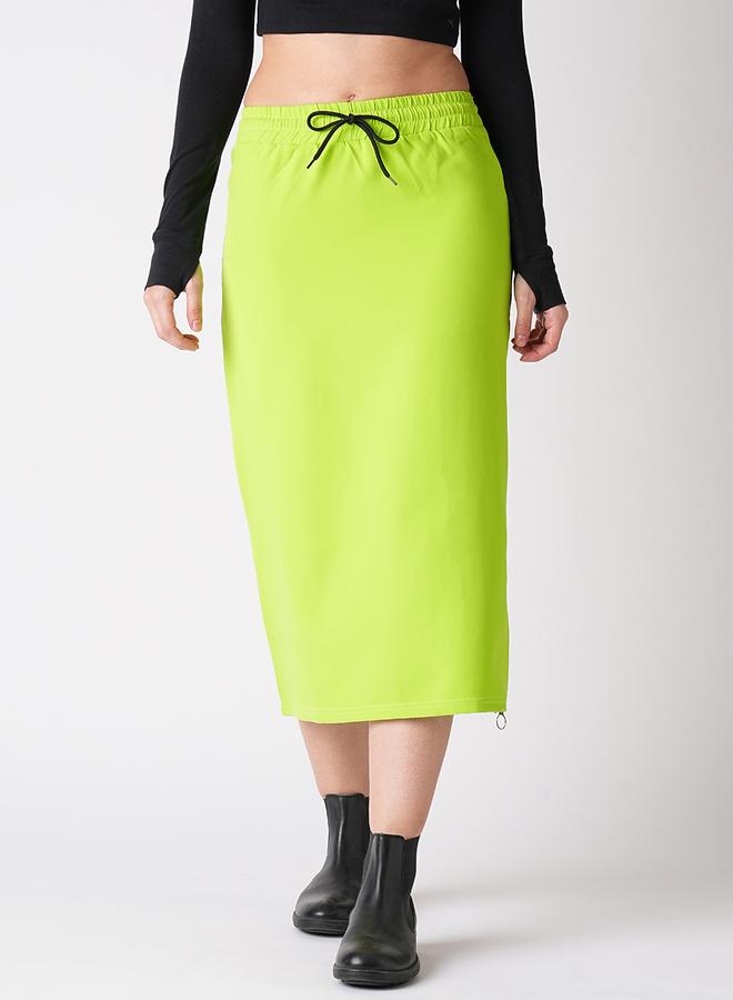 globus Solid Straight Midi Skirt with Drawstring - Image 1