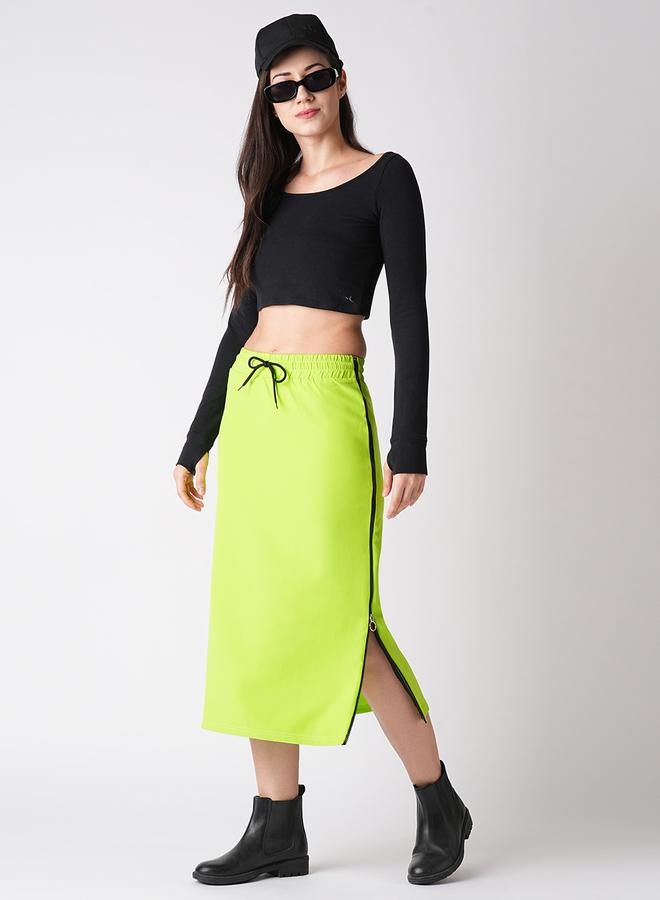 globus Solid Straight Midi Skirt with Drawstring - Image 5