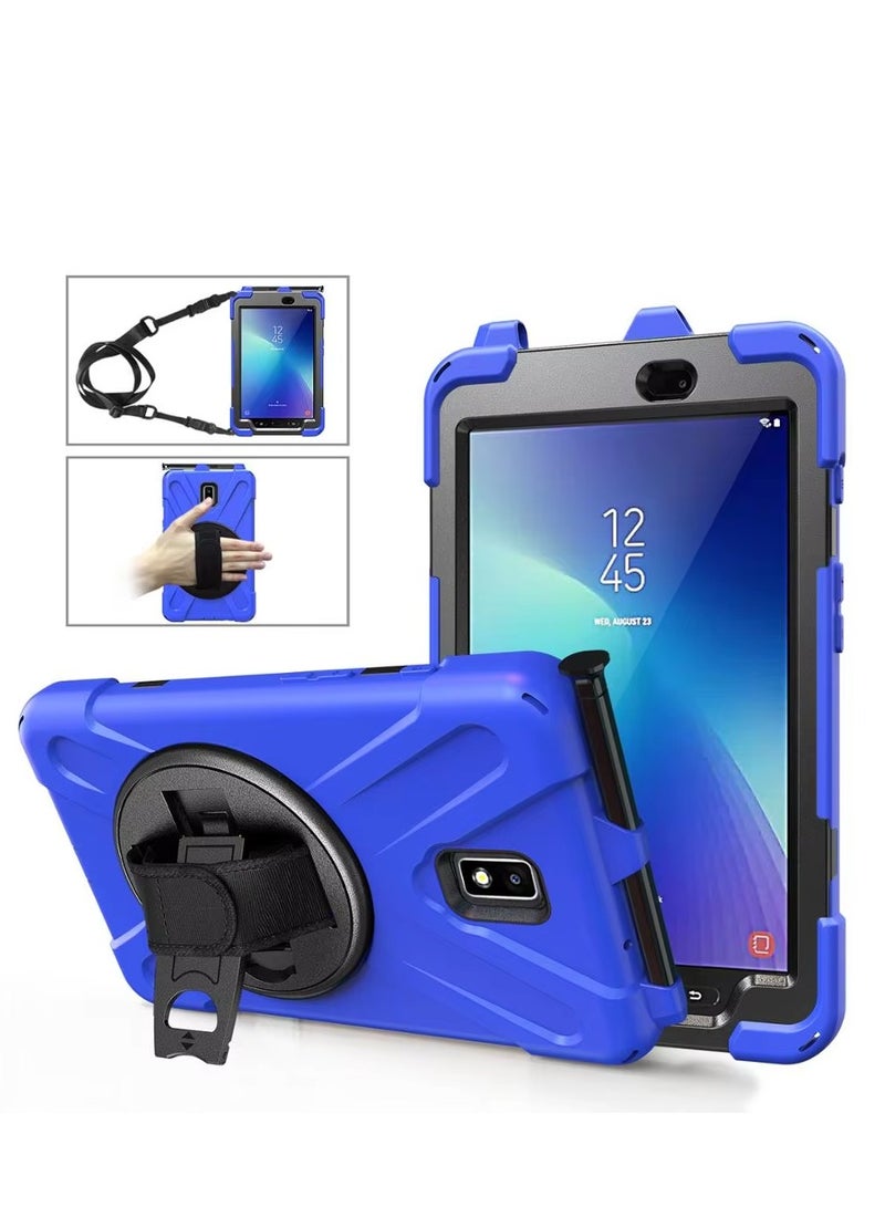 Compatible with Samsung Tab Active 2 8Inch 2017 T390/T395/T397 with Pen Slot Shockproof Case with 360 Degree Rotatable Bracket Hand Strap