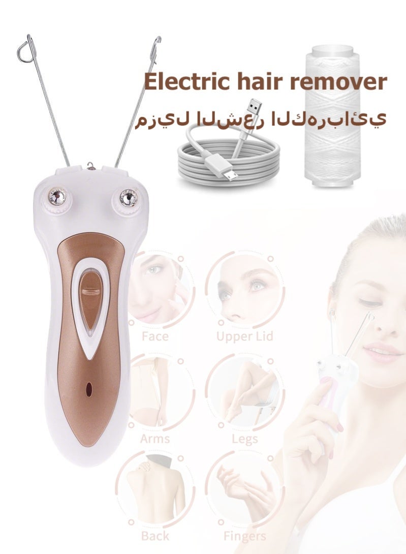 هالامين فتلة خيط ازالة الشعر，مزيل شعر الوجه للسيدات، ماكينة إزالة الشعر الكهربائية القطنية غير المؤلمة للسيدات، جهاز إزالة الشعر الكهربائي القابل لإعادة الشحن عبر USB - Image 1