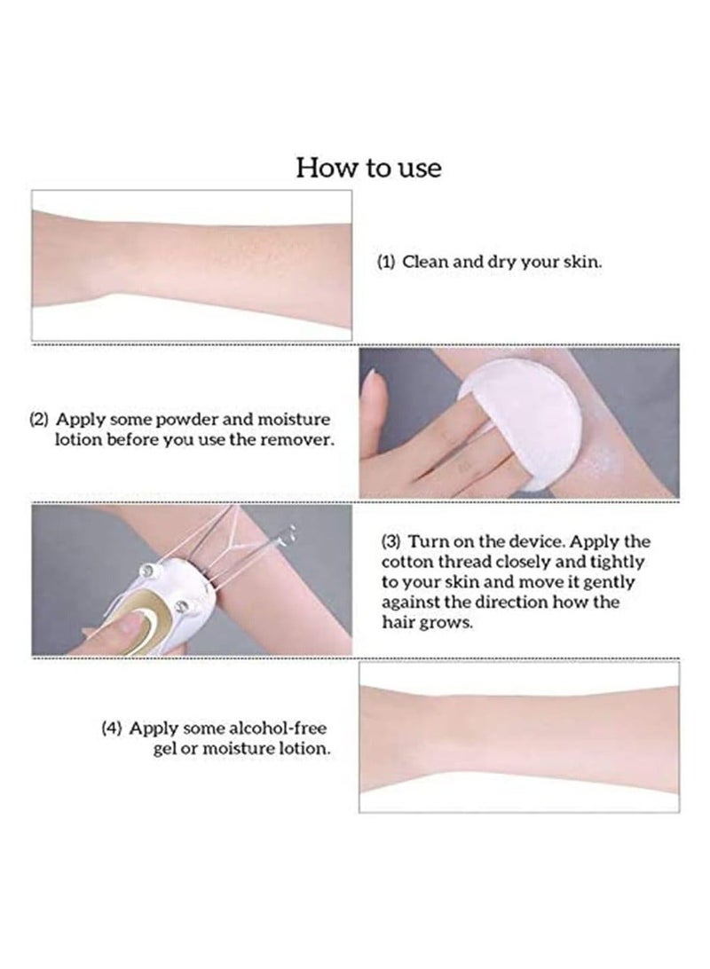هالامين فتلة خيط ازالة الشعر，مزيل شعر الوجه للسيدات، ماكينة إزالة الشعر الكهربائية القطنية غير المؤلمة للسيدات، جهاز إزالة الشعر الكهربائي القابل لإعادة الشحن عبر USB - Image 4