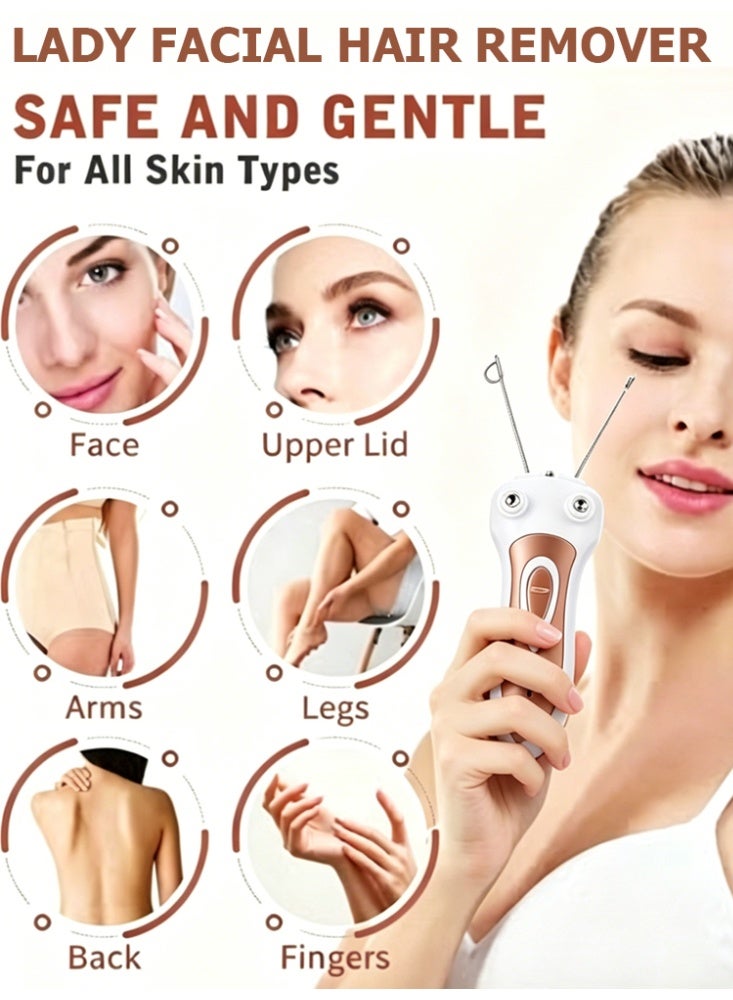 Halamine Lady Facial Hair Remover， Electric Cotton Epilator Painless Womens Facial Hair Remover USB Rechargeable Electric Hair Removal Device - Image 3