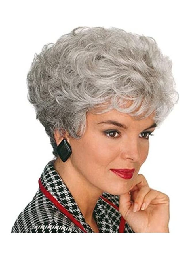 NIBEMINENT Short Curly Wig Grey 18inch