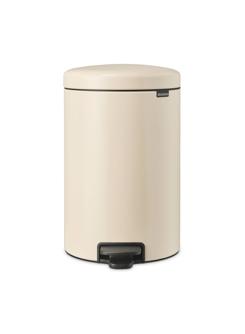 brabantia NewIcon Pedal Bin, 20 litre, Soft Closing, Plastic Inner Bucket - Soft Beige  - Image 1