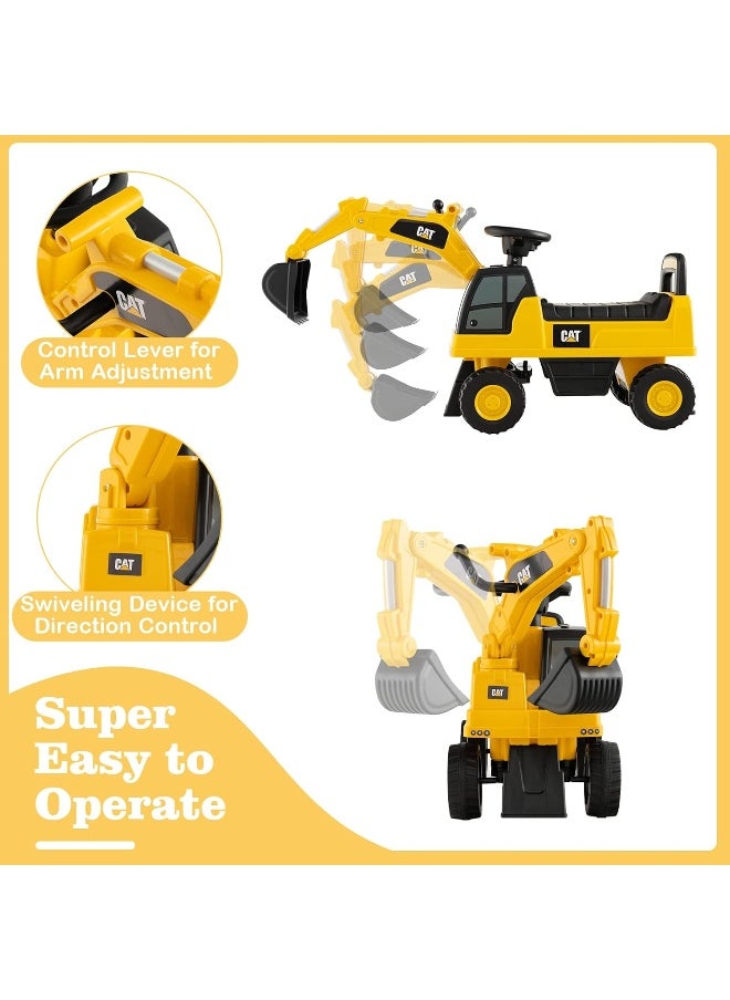 CAT Kids Ride-On Excavator Push Car with Realistic Digger Arm, Construction Toy Vehicle for Toddlers, Durable Wheels, Comfortable Seat, Outdoor Pretend Play Gift for Boys & Girls  - Image 3